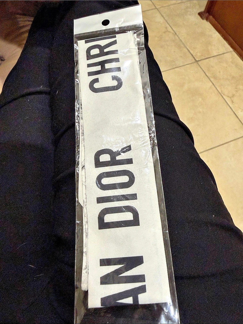 Christian Dior White & Black Twilly Scarf NWT